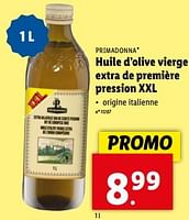 Promotions Huile d’olive vierge extra de première pression xxl - Primadonna - Valide de 15/05/2024 à 21/05/2024 chez Lidl