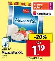 Promotions Mozzarella xxl - Milbona - Valide de 15/05/2024 à 21/05/2024 chez Lidl