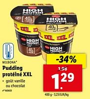 Promotions Pudding protéiné xxl - Milbona - Valide de 15/05/2024 à 21/05/2024 chez Lidl