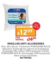 Promotions Oreiller anti-allergenes - Bleu Calin - Valide de 15/05/2024 à 19/05/2024 chez Trafic