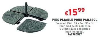 Promotions Pied pliable pour parasol - Produit maison - Trafic  - Valide de 15/05/2024 à 19/05/2024 chez Trafic