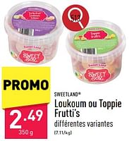 Promotions Loukoum ou toppie frutti’s - Sweetland - Valide de 20/05/2024 à 26/05/2024 chez Aldi