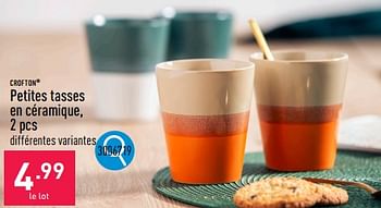 Promotions Petites tasses en céramique - Crofton - Valide de 20/05/2024 à 26/05/2024 chez Aldi