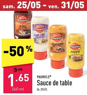 Promotions Sauce de table - Pauwels - Valide de 20/05/2024 à 26/05/2024 chez Aldi