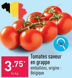 Promotions Tomates saveur en grappe - Produit maison - Aldi - Valide de 20/05/2024 à 26/05/2024 chez Aldi