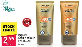 Promotions Crème solaire - LACURA - Valide de 20/05/2024 à 26/05/2024 chez Aldi
