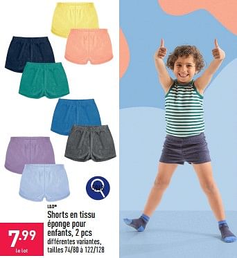 Promoties Shorts en tissu éponge pour enfants - L&D - Geldig van 20/05/2024 tot 26/05/2024 bij Aldi