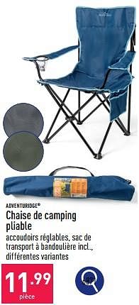Promotions Chaise de camping pliable - Adventuridge - Valide de 20/05/2024 à 26/05/2024 chez Aldi