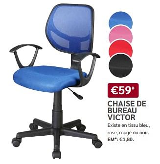 Promotions Chaise de bureau victor - Produit maison - De Crack - Valide de 08/05/2024 à 21/05/2024 chez Meubelen Crack