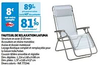 Promoties Fauteuil de relaxation lafuma - Lafuma - Geldig van 14/05/2024 tot 21/05/2024 bij Auchan