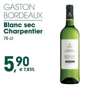 Promoties Gaston bordeaux blanc sec charpentier - Witte wijnen - Geldig van 10/05/2024 tot 19/05/2024 bij Prik & Tik