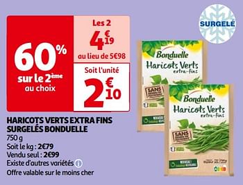Promoties Haricots verts extra fins surgelés bonduelle - Bonduelle - Geldig van 14/05/2024 tot 21/05/2024 bij Auchan