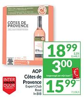 Promoties Aop côtes de provence expert club rosé - Rosé wijnen - Geldig van 14/05/2024 tot 20/05/2024 bij Intermarche