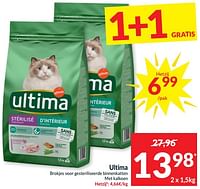 Promoties Ultima brokjes voor gesteriliseerde binnenkatten met kalkoen - Ultima - Geldig van 14/05/2024 tot 20/05/2024 bij Intermarche