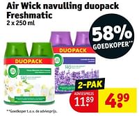 Promotions Air wick navulling duopack freshmatic - Airwick - Valide de 14/05/2024 à 26/05/2024 chez Kruidvat