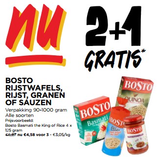 Promoties Bosto basmati the king of rice - Bosto - Geldig van 15/05/2024 tot 21/05/2024 bij Jumbo