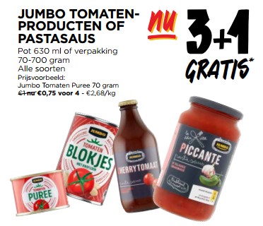 Promoties Jumbo tomaten puree - Huismerk - Jumbo - Geldig van 15/05/2024 tot 21/05/2024 bij Jumbo
