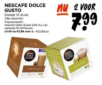 Promoties Nescafé dolce gusto café au lait capsules 16 koffiecups - Nescafe - Geldig van 15/05/2024 tot 21/05/2024 bij Jumbo