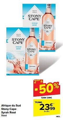 Promotions Afrique du sud stony cape syrah rosé rosé - Vins rosé - Valide de 15/05/2024 à 27/05/2024 chez Carrefour