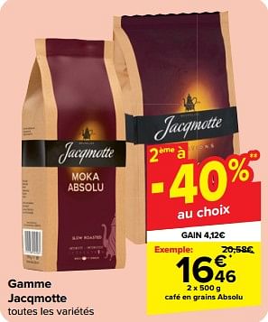 Promotions Café en grains absolu - JACQMOTTE - Valide de 15/05/2024 à 27/05/2024 chez Carrefour