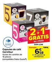 Promotions Capsules de café espresso - Produit maison - Carrefour  - Valide de 15/05/2024 à 27/05/2024 chez Carrefour