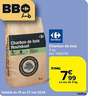 Promotions Charbon de bois - Produit maison - Carrefour  - Valide de 15/05/2024 à 27/05/2024 chez Carrefour