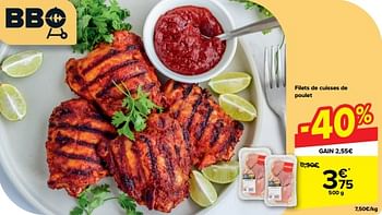 Promotions Filets de cuisses de poulet - Produit maison - Carrefour  - Valide de 15/05/2024 à 27/05/2024 chez Carrefour