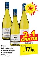 Promotions France loire cheverny cuvée prestige l’excellence blanc - Vins blancs - Valide de 15/05/2024 à 27/05/2024 chez Carrefour