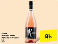 Promotions France vallée du rhône domaine de l’harmas bio rosé - Vins rosé - Valide de 15/05/2024 à 27/05/2024 chez Carrefour