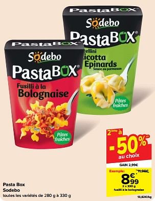 Promoties Fusilli à la bolognaise - Sodebo - Geldig van 15/05/2024 tot 27/05/2024 bij Carrefour