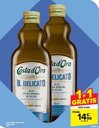 Promotions Huile d’olive extra vierge costa d’oro - Costad'Oro - Valide de 15/05/2024 à 27/05/2024 chez Carrefour