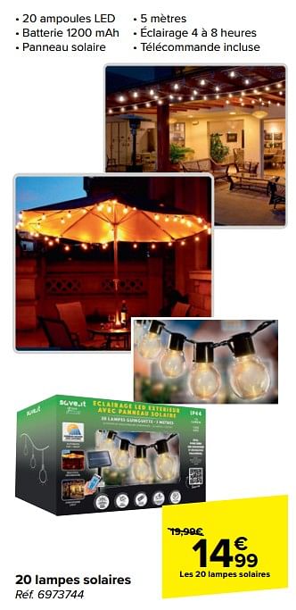 Promoties 20 lampes solaires - Huismerk - Carrefour  - Geldig van 15/05/2024 tot 27/05/2024 bij Carrefour