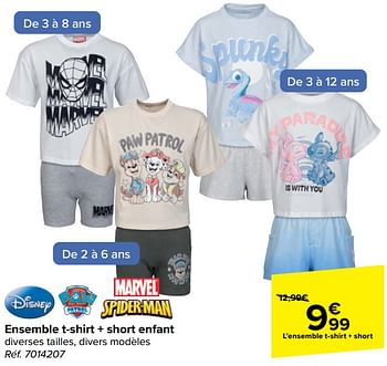 Promotions Ensemble t-shirt + short enfant - Produit maison - Carrefour  - Valide de 15/05/2024 à 27/05/2024 chez Carrefour