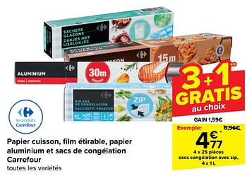 Promotions Sacs congélation avec zip - Produit maison - Carrefour  - Valide de 15/05/2024 à 27/05/2024 chez Carrefour