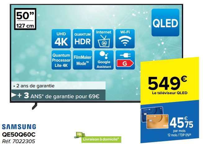 Promotions Samsung qled tv qe50q60c - Samsung - Valide de 15/05/2024 à 27/05/2024 chez Carrefour