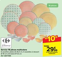 Promotions Service 18 pièces multicolore - Carrefour Home - Valide de 15/05/2024 à 27/05/2024 chez Carrefour
