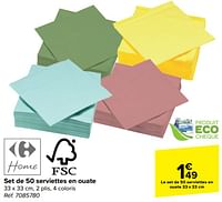 Promotions Set de 50 serviettes en ouate - Carrefour Home - Valide de 15/05/2024 à 27/05/2024 chez Carrefour