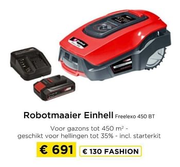 Promoties Robotmaaier einhell freelexo 450 bt - Einhell - Geldig van 09/05/2024 tot 20/05/2024 bij Molecule