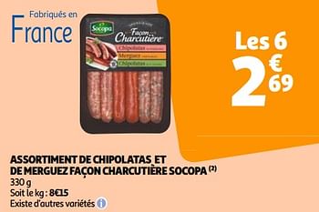 Promotions Assortiment de chipolatas et de merguez façon charcutière socopa - Socopa - Valide de 14/05/2024 à 21/05/2024 chez Auchan Ronq