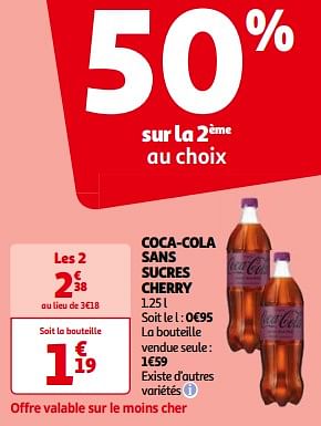 Promotions Coca-cola sans sucres cherry - Coca Cola - Valide de 14/05/2024 à 21/05/2024 chez Auchan Ronq