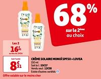 Promotions Crème solaire monoï spf50 + lovea - Lovea - Valide de 14/05/2024 à 21/05/2024 chez Auchan Ronq