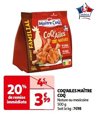 Promotions Coq`ailes maître coq - Maitre Coq - Valide de 14/05/2024 à 21/05/2024 chez Auchan Ronq