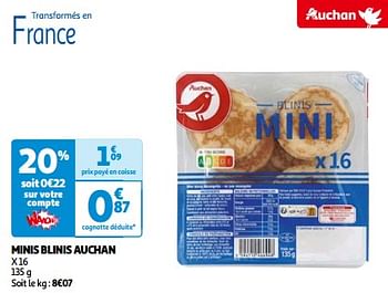 Promotions Minis blinis auchan - Produit Maison - Auchan Ronq - Valide de 14/05/2024 à 21/05/2024 chez Auchan Ronq