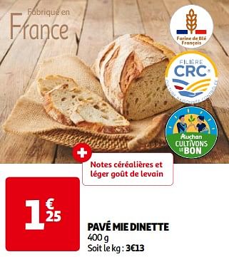Promotions Pavé mie dinette - Produit Maison - Auchan Ronq - Valide de 14/05/2024 à 21/05/2024 chez Auchan Ronq
