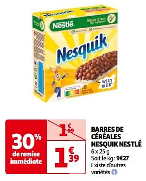 Promotions Barres de céréales nesquik nestlé - Nestlé - Valide de 14/05/2024 à 21/05/2024 chez Auchan Ronq