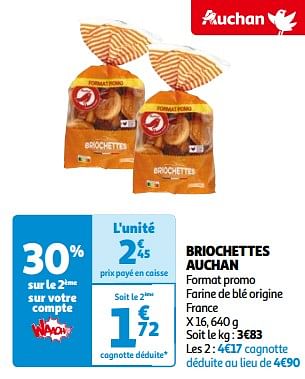 Promotions Briochettes auchan - Produit Maison - Auchan Ronq - Valide de 14/05/2024 à 21/05/2024 chez Auchan Ronq