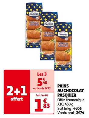 Promotions Pains au chocolat pasquier - Brioche pasquier - Valide de 14/05/2024 à 21/05/2024 chez Auchan Ronq