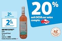 Promoties Igp pays d`oc hve cinsault rosé - Rosé wijnen - Geldig van 14/05/2024 tot 21/05/2024 bij Auchan