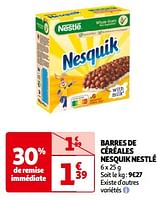 Promoties Barres de céréales nesquik nestlé - Nestlé - Geldig van 14/05/2024 tot 21/05/2024 bij Auchan