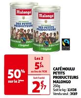 Promoties Café moulu petits producteurs malongo - Malongo - Geldig van 14/05/2024 tot 21/05/2024 bij Auchan
